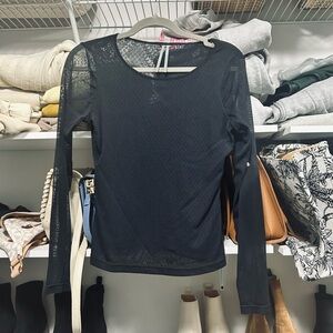 Anthropologie Women’s Black Sheer Long Sleeve Top